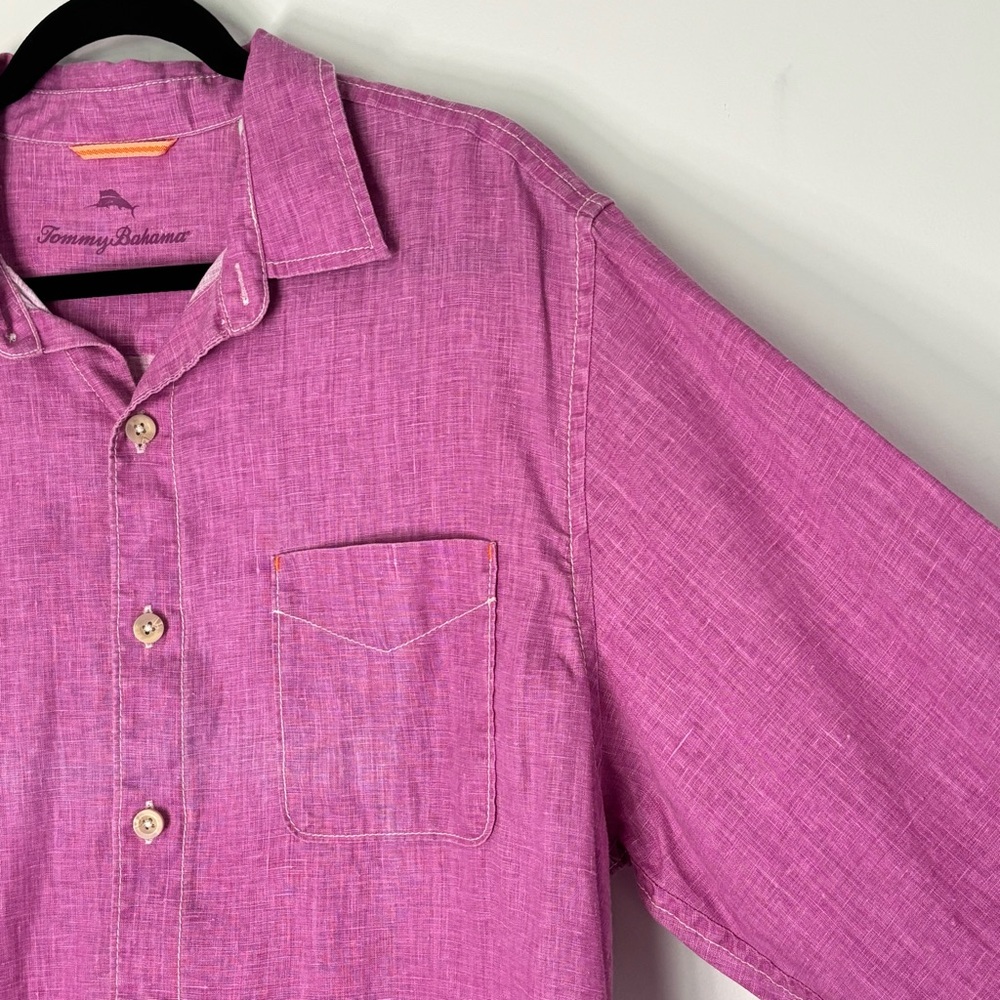 Tommy Bahama Men's 100% Linen Casual Purple Button Down Shirt Size Large - Picture 3 of 16